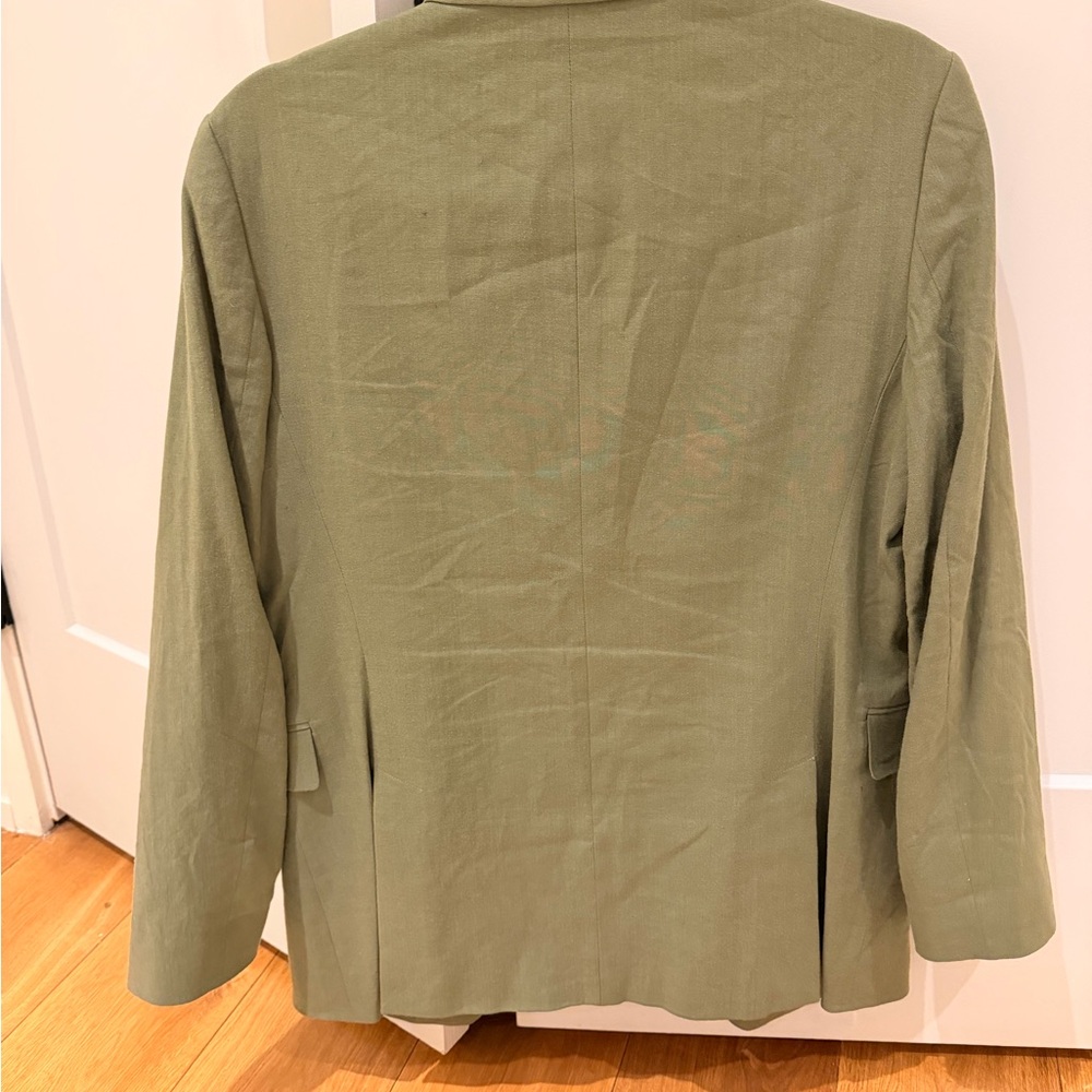 Theory Women’s Olive green linen Blazer size 4 - Picture 3 of 4